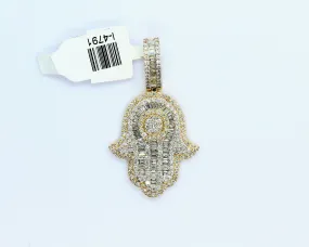 10K Two-Tone Hamsa Pendant 3.01Ctw