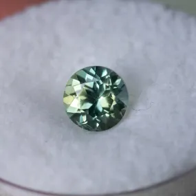 1.15CT ROUND MONTANA SAPPHIRE, MINTY LIGHT GREEN TEAL, 5.8X4MM