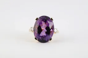 14k Yellow Gold 11.20tcw Amethyst & 0.16tcw Diamond Ring Size 6 (7.25g.)