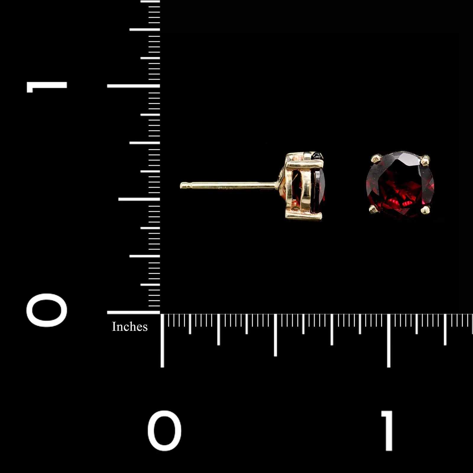 14K Yellow Gold Estate Garnet Stud Earrings