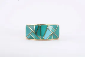 14k Yellow Gold Turquoise Ring Size 7 (7.26g.)