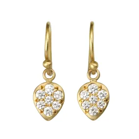 20K Gold Point Down Teardrop Pave Diamond Earrings