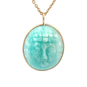 23.69ct Carved Buddha Amazonite Elizabeth Stone