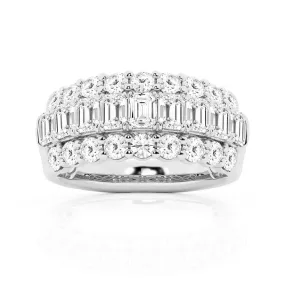 2.51ctw. Emerald And Round Cut Moissanite Fashion Wedding Band