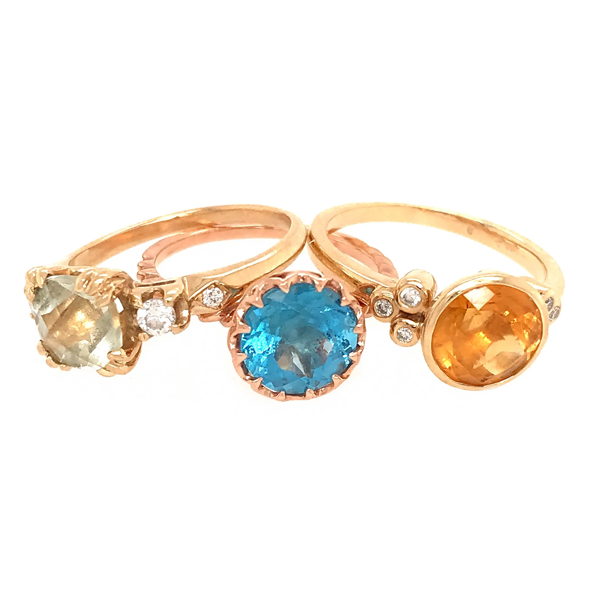 3-Color Topaz Ring Set