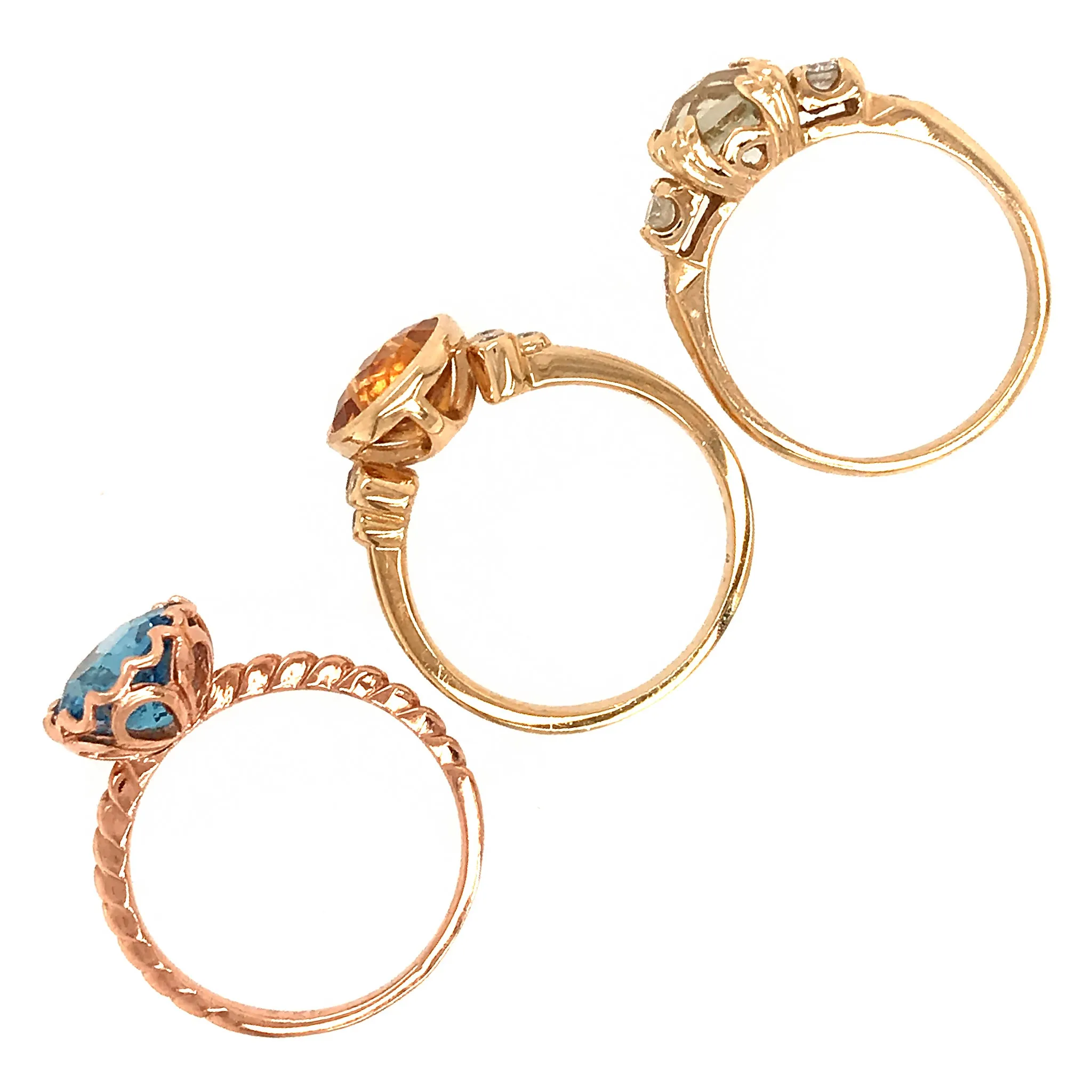 3-Color Topaz Ring Set