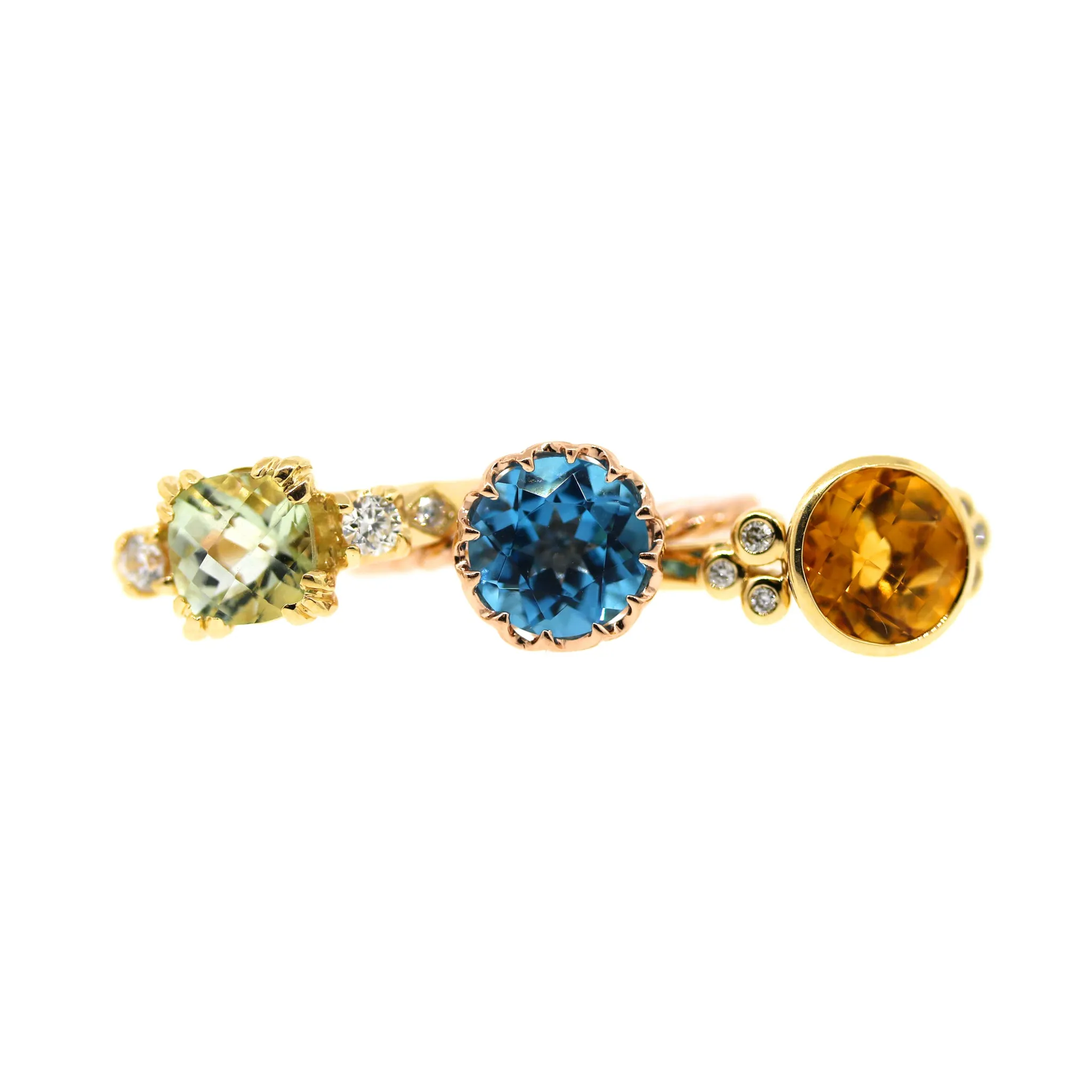 3-Color Topaz Ring Set