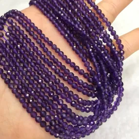 3mm Best-quality in Strands Natural Amethyst Faceted Bead Jewelry Findings Supplies