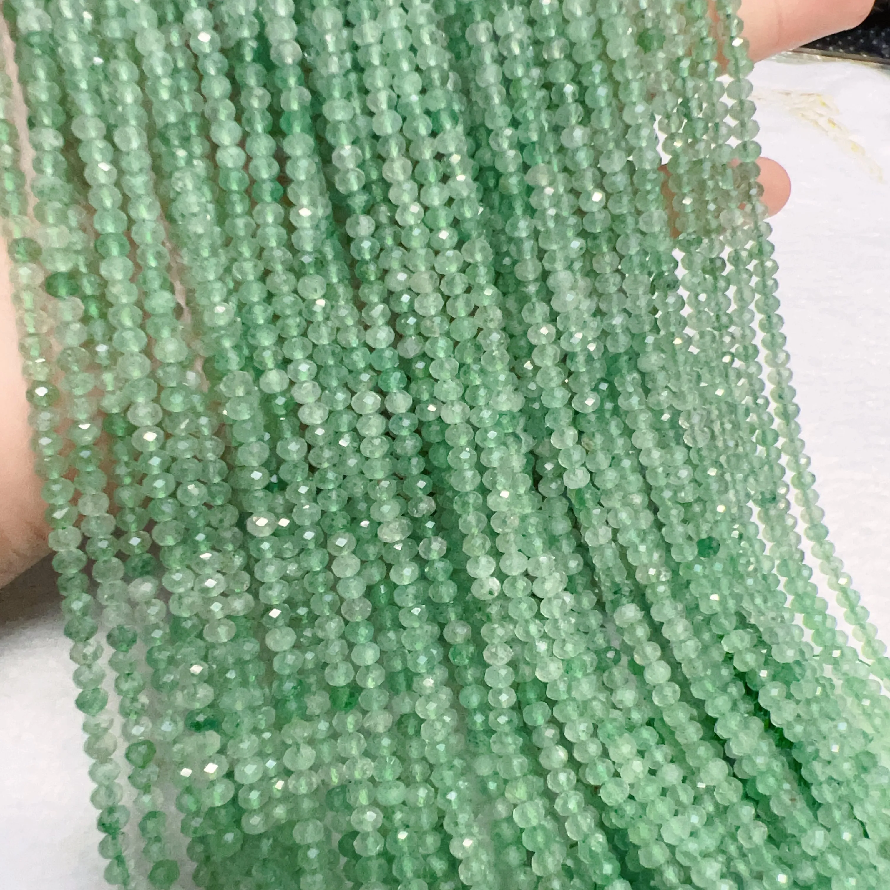 3x4mm Natural High-quality Faceted Green Strawberry Quartz Rondelle Bead Strands for DIY Jewelry Projects