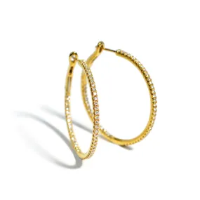 AFJ Diamond Collection - Diamond Hoop Earrings, 18k Yellow Gold