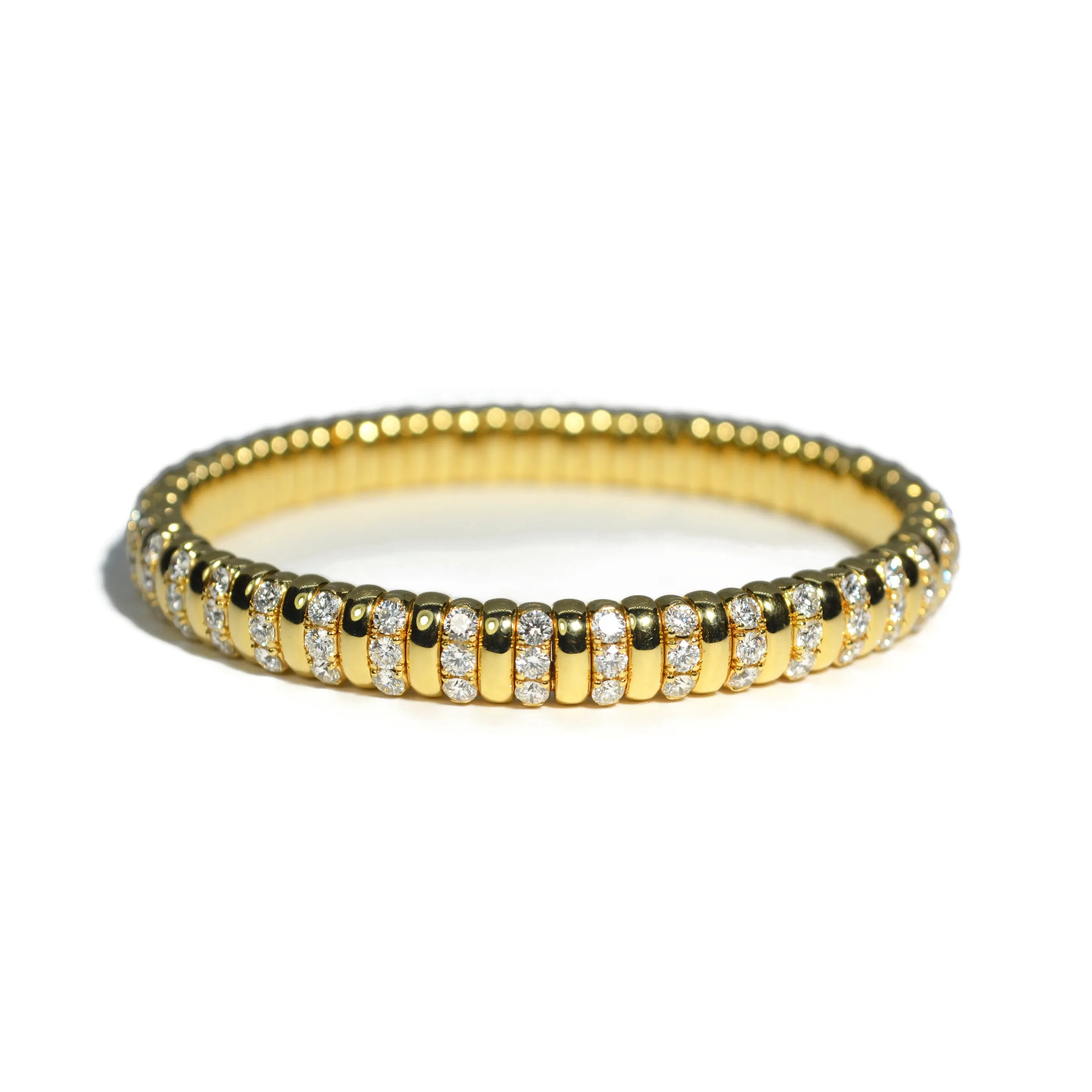 AFJ Diamond Collection - Flexible Bracelet with Diamonds, 18k Yellow Gold