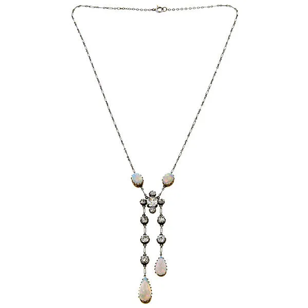 Antique Opal & Diamond Negligee Necklace