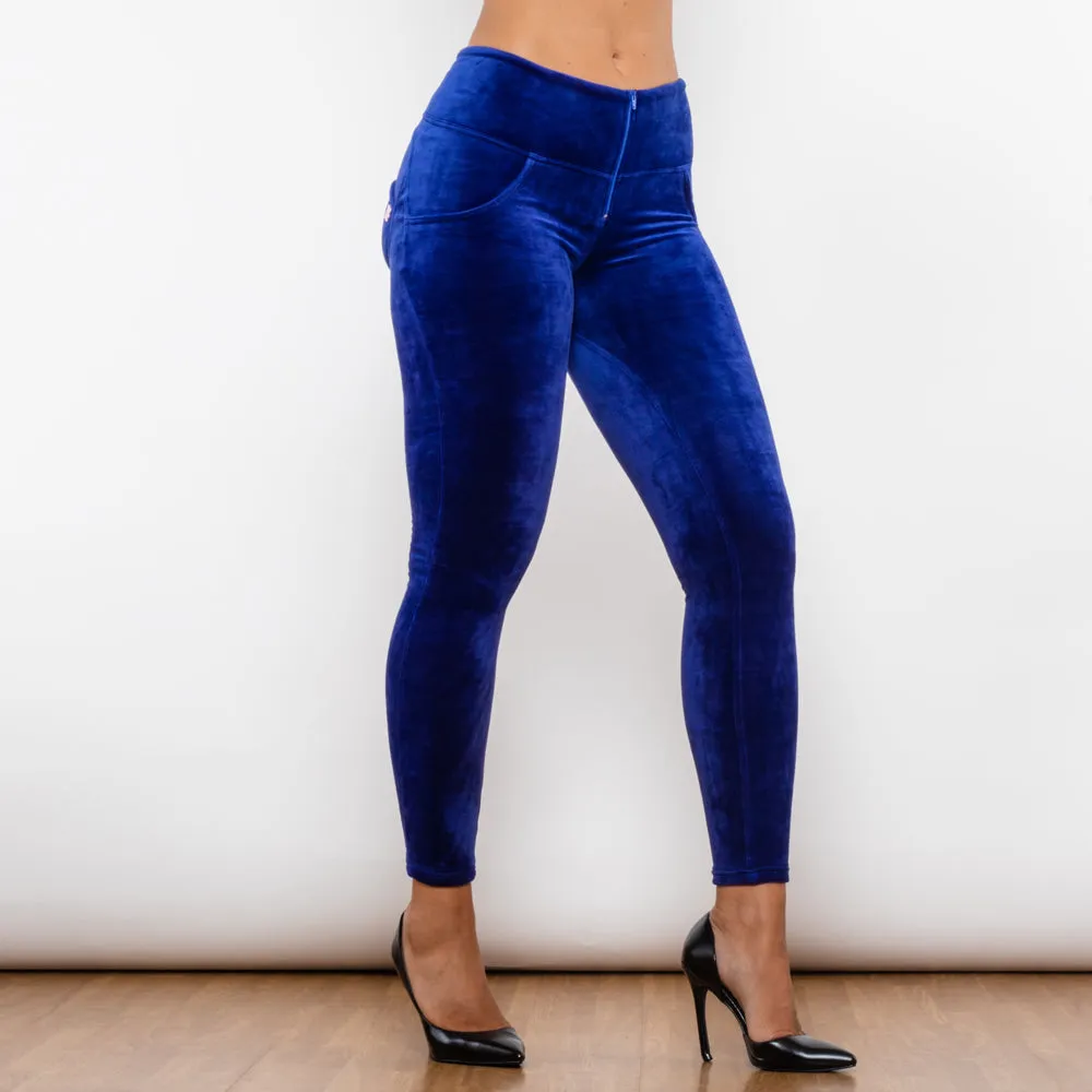 Blue Chenille High Waist Lifting Leggings