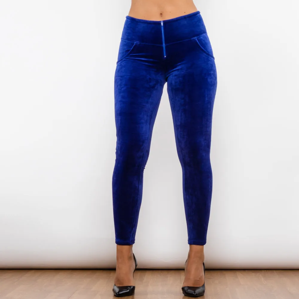 Blue Chenille High Waist Lifting Leggings