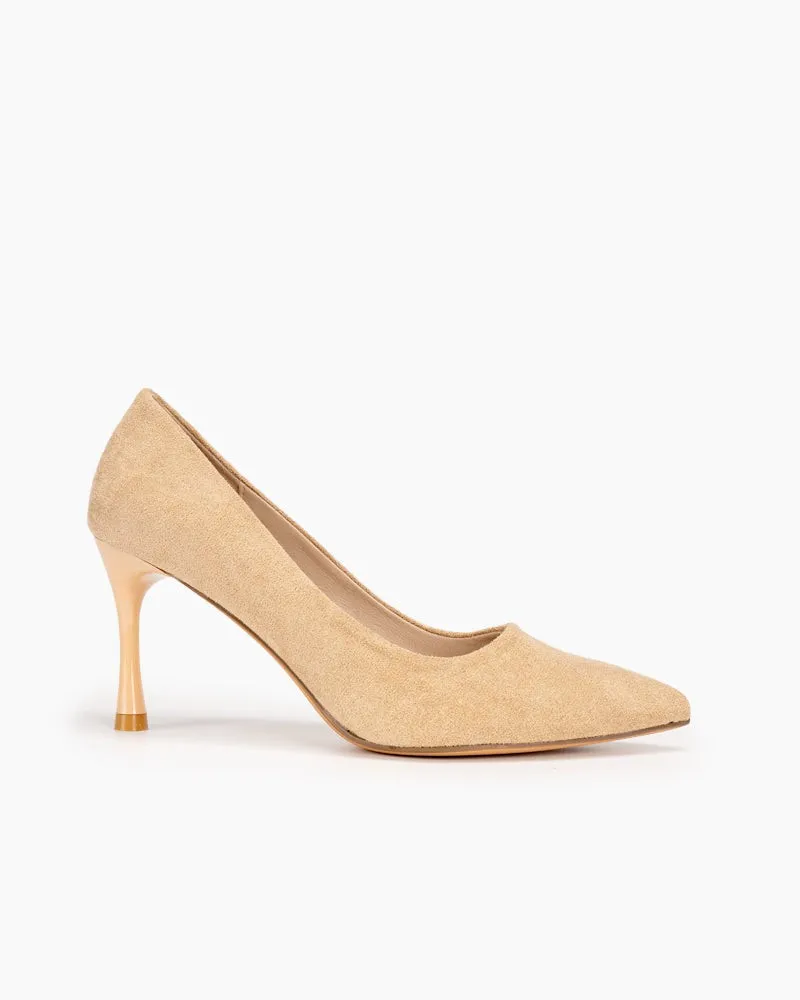 Classic Suede Office Pointed Toe Dressy High Heel Dress Pumps