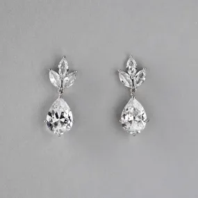 Classic Wedding Earrings with CZ Pear Drop