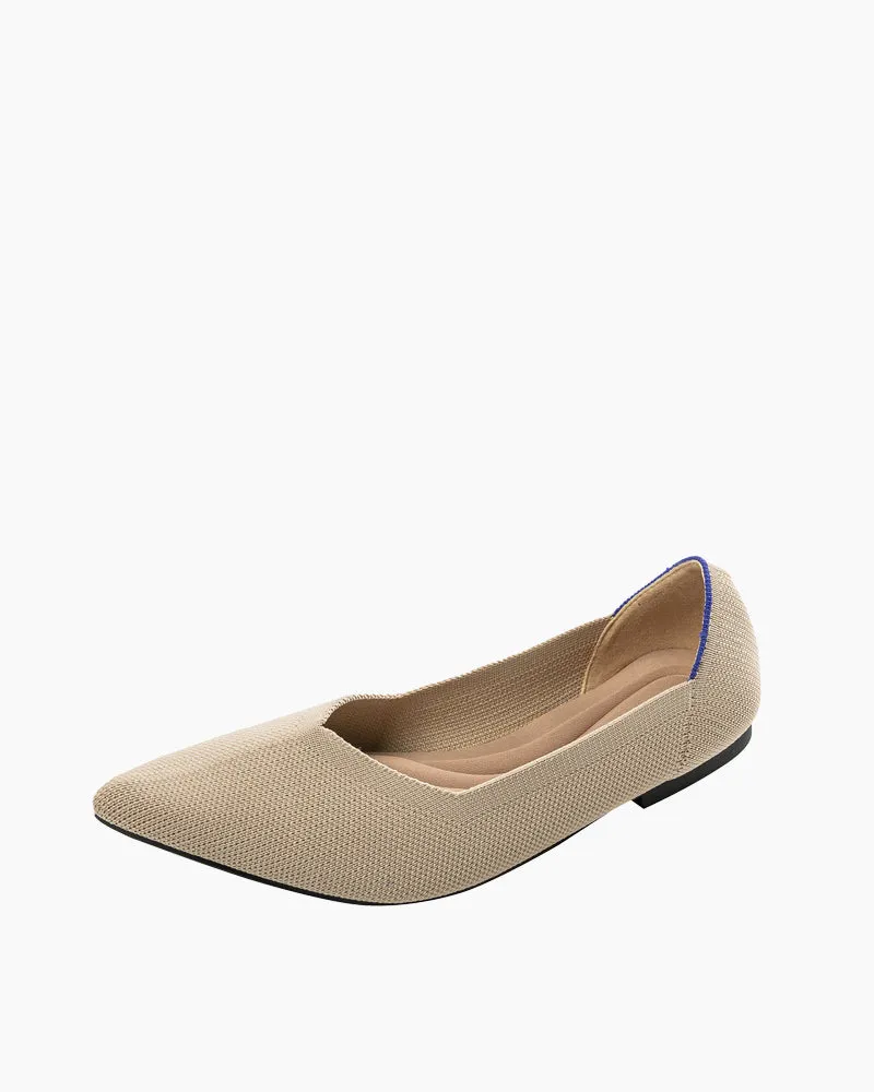 Contrast Piping Pointed Toe Ballet Flats