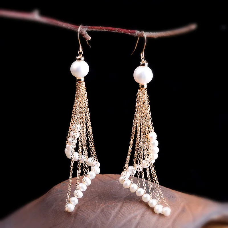 Dancing Pearls Tassel Earrings