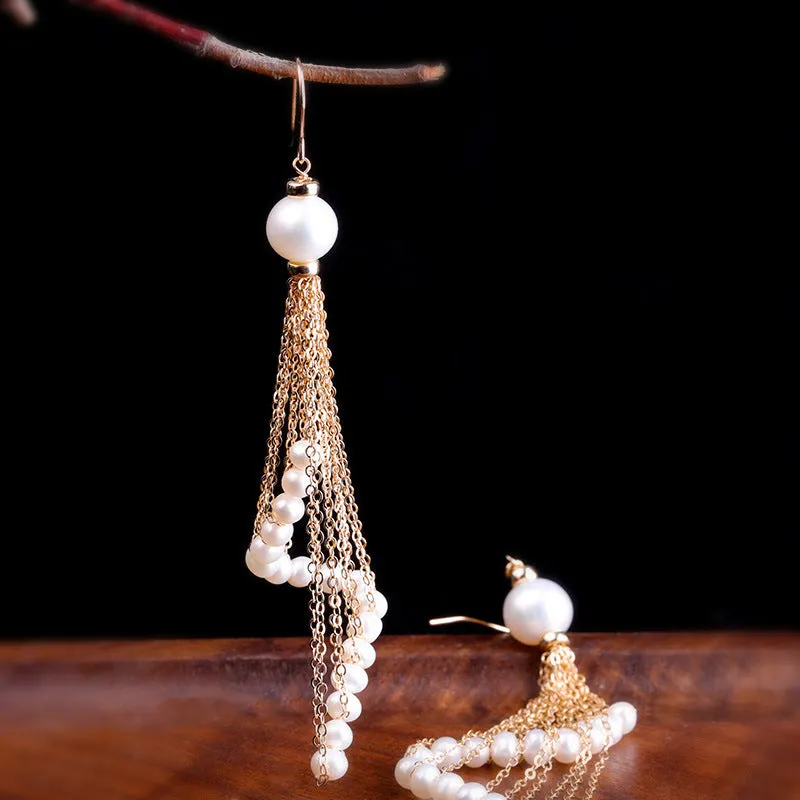 Dancing Pearls Tassel Earrings