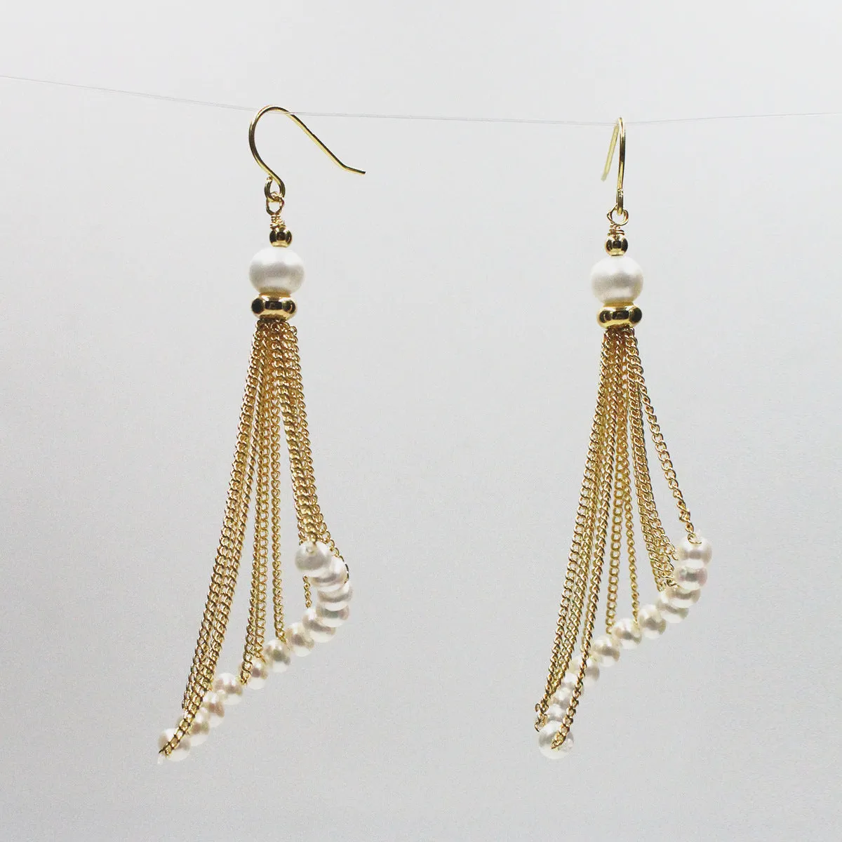 Dancing Pearls Tassel Earrings