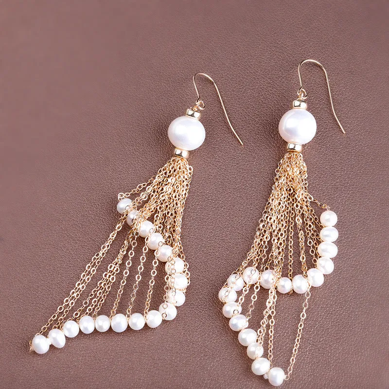 Dancing Pearls Tassel Earrings