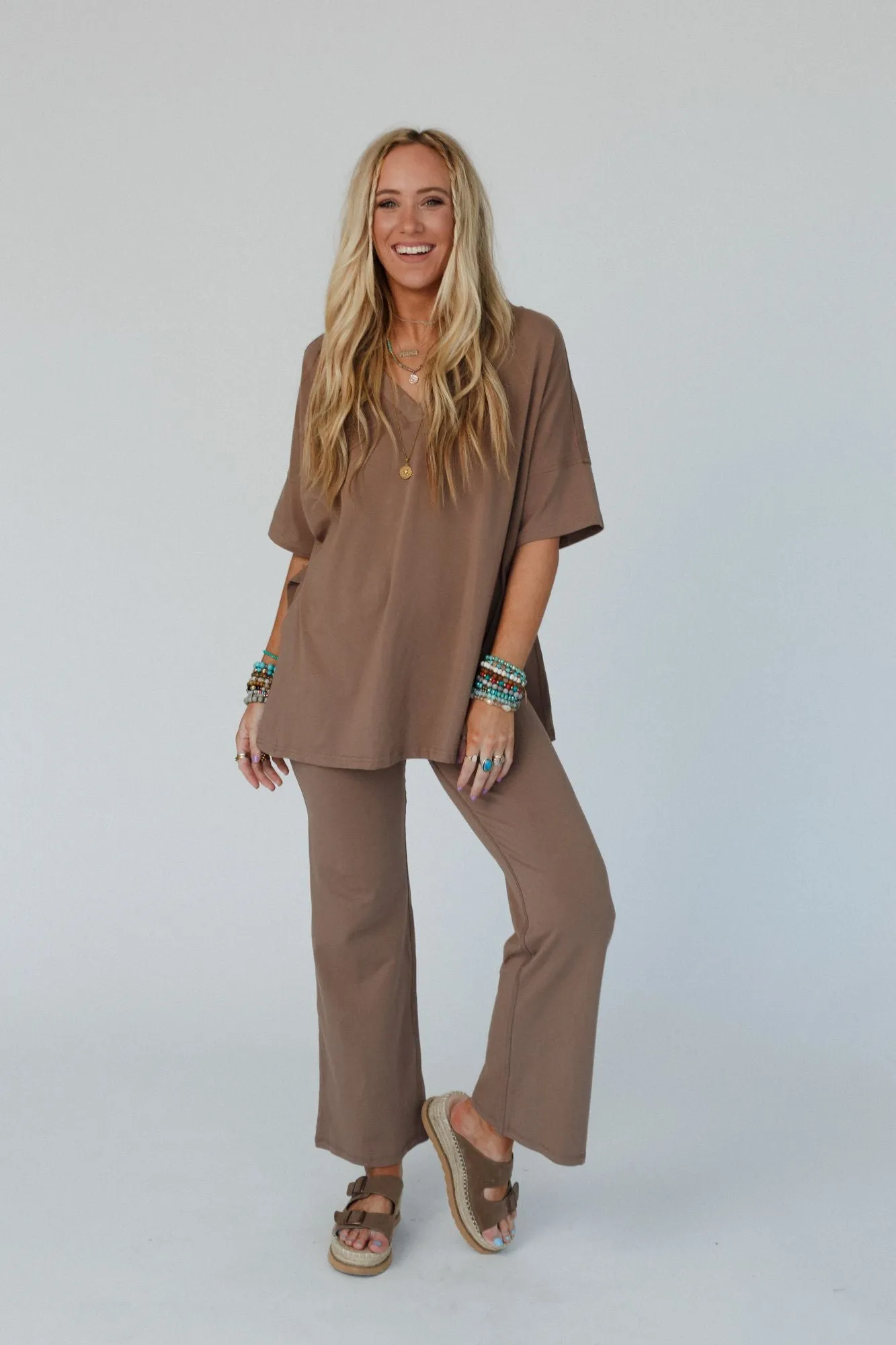 Dawn To Dusk Top And Pants Set - Mocha