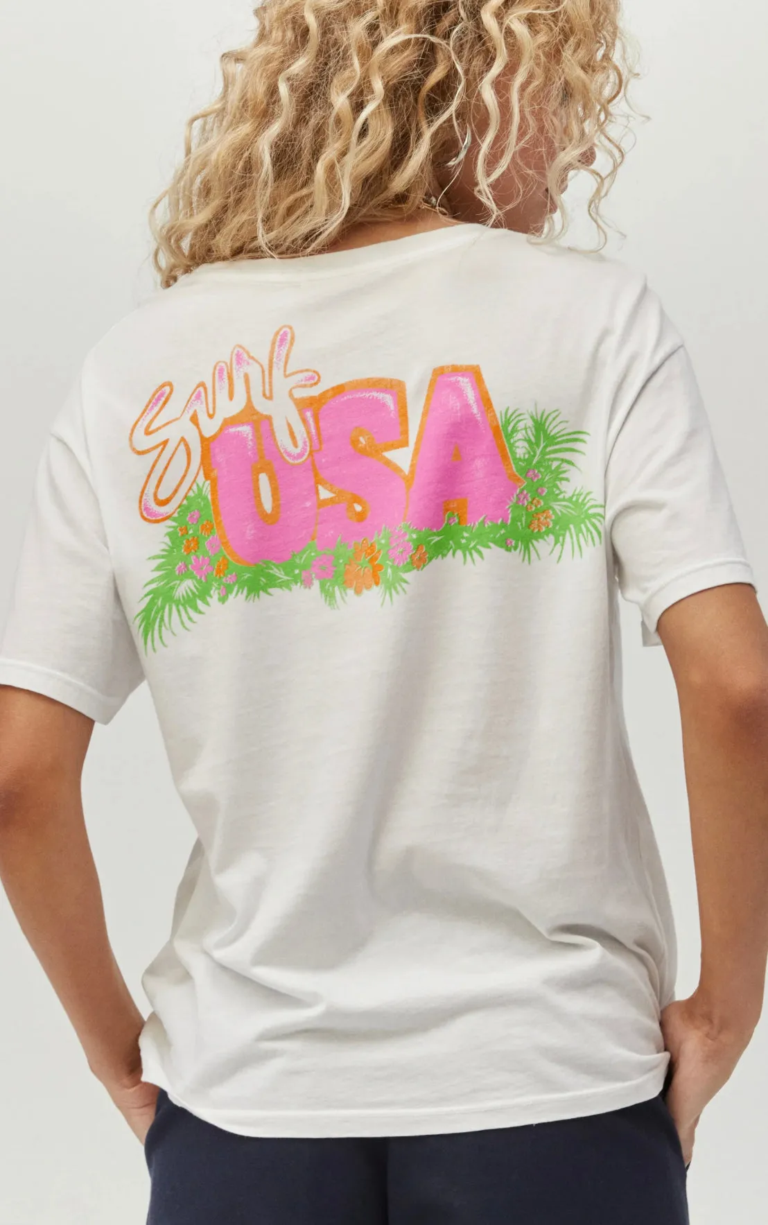 Daydreamer - Beach Boys Surf USA Boyfriend Tee - Bleach White