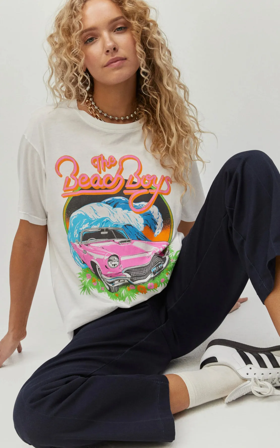 Daydreamer - Beach Boys Surf USA Boyfriend Tee - Bleach White