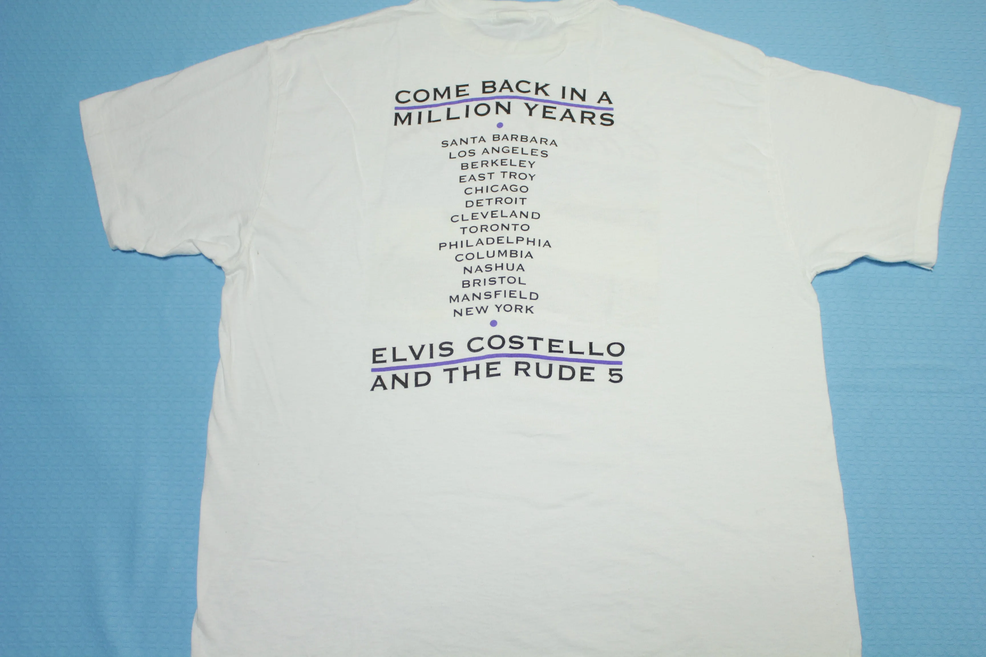 Elvis Costello & The Rude 5 Vintage 90's 1991 Come Back In A Million Years Tour T-Shirt