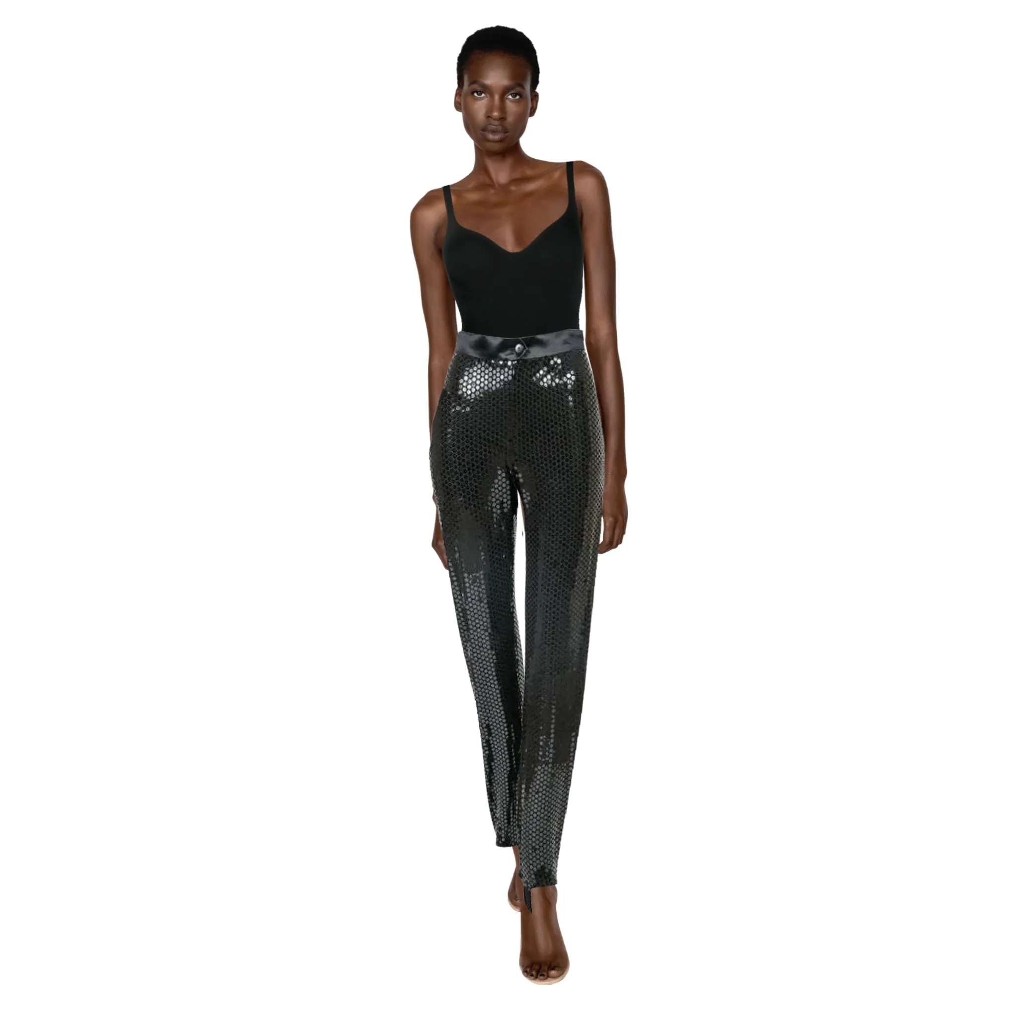 ESCADA Black Sequin Stirrup Pants | US 2/4 - EU 36