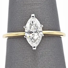 Estate 14K Yellow Gold 1 Ct Diamond Marquise Band Ring