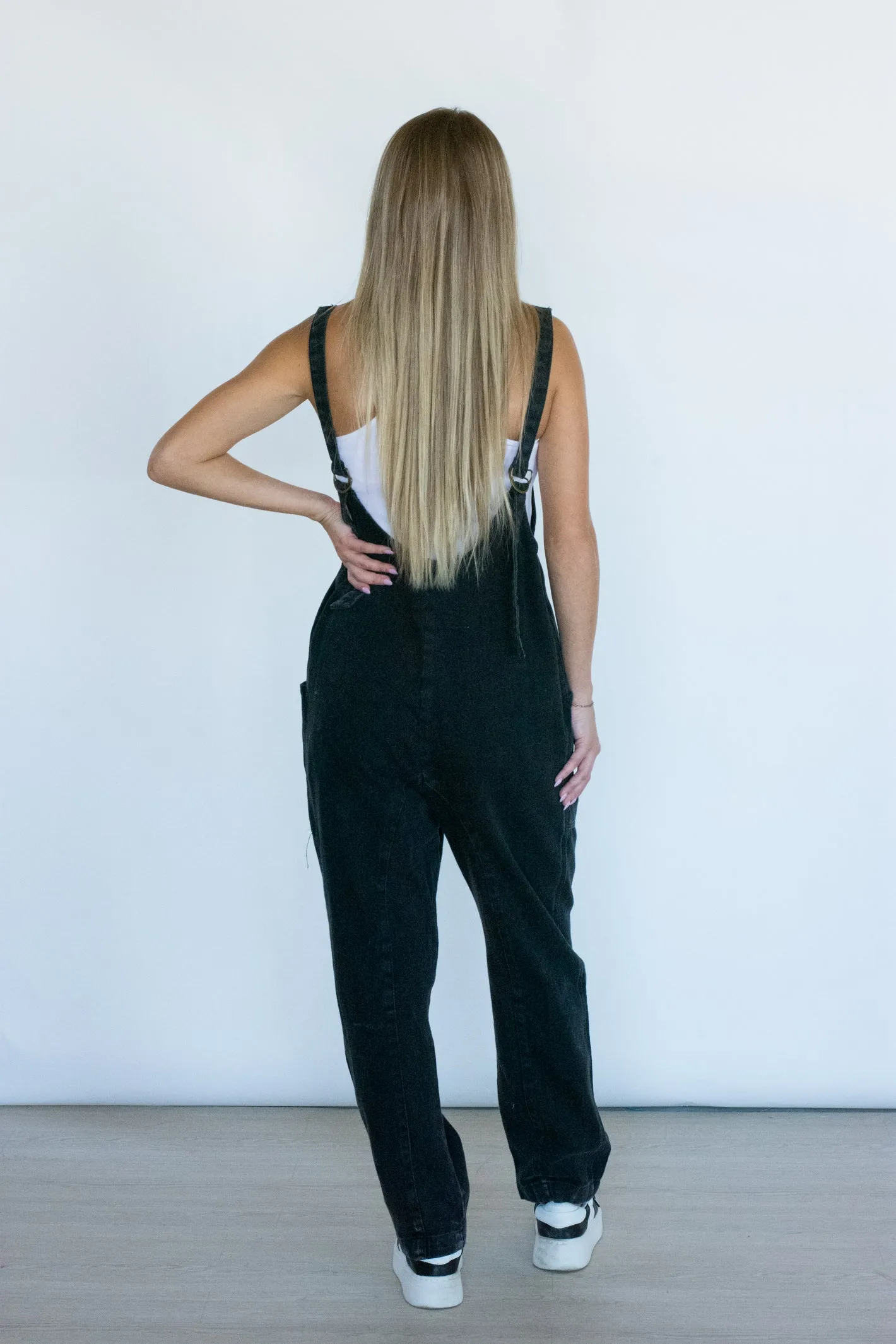 Fall Moments Black Washed Denim Jumpsuit