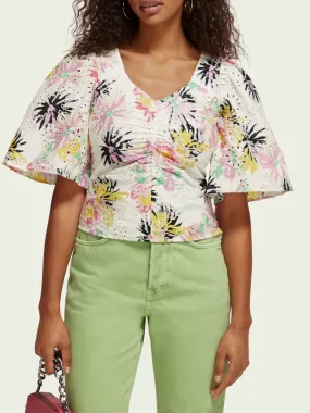 Floral Flutter Sleeve Top