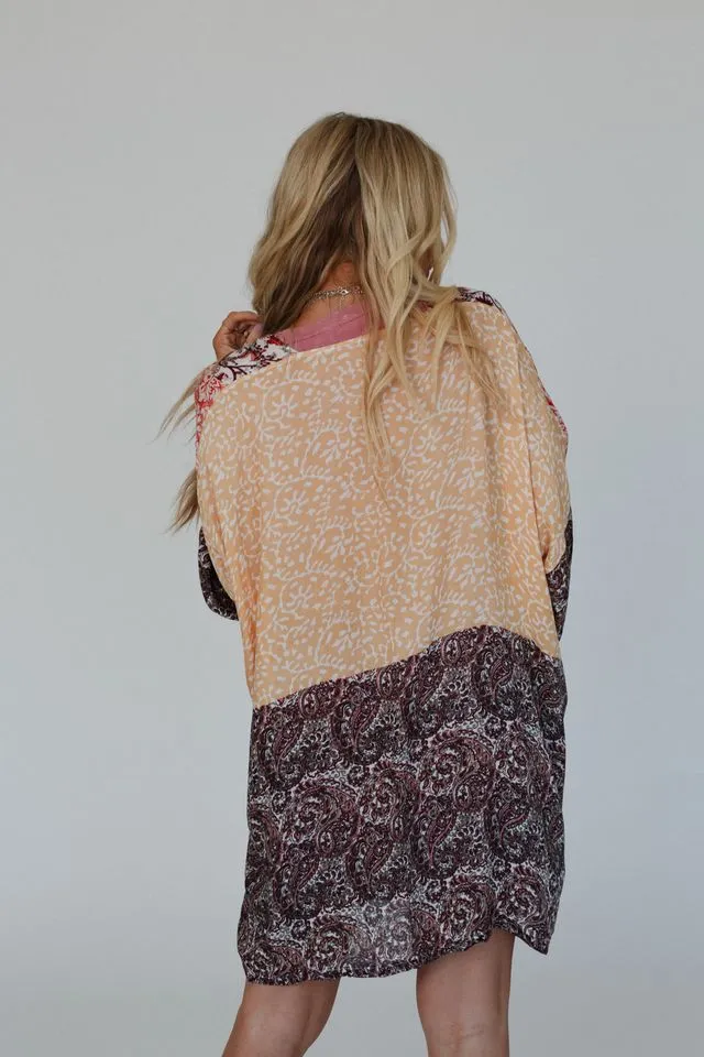 Free Spirit Floral Kimono - Peach