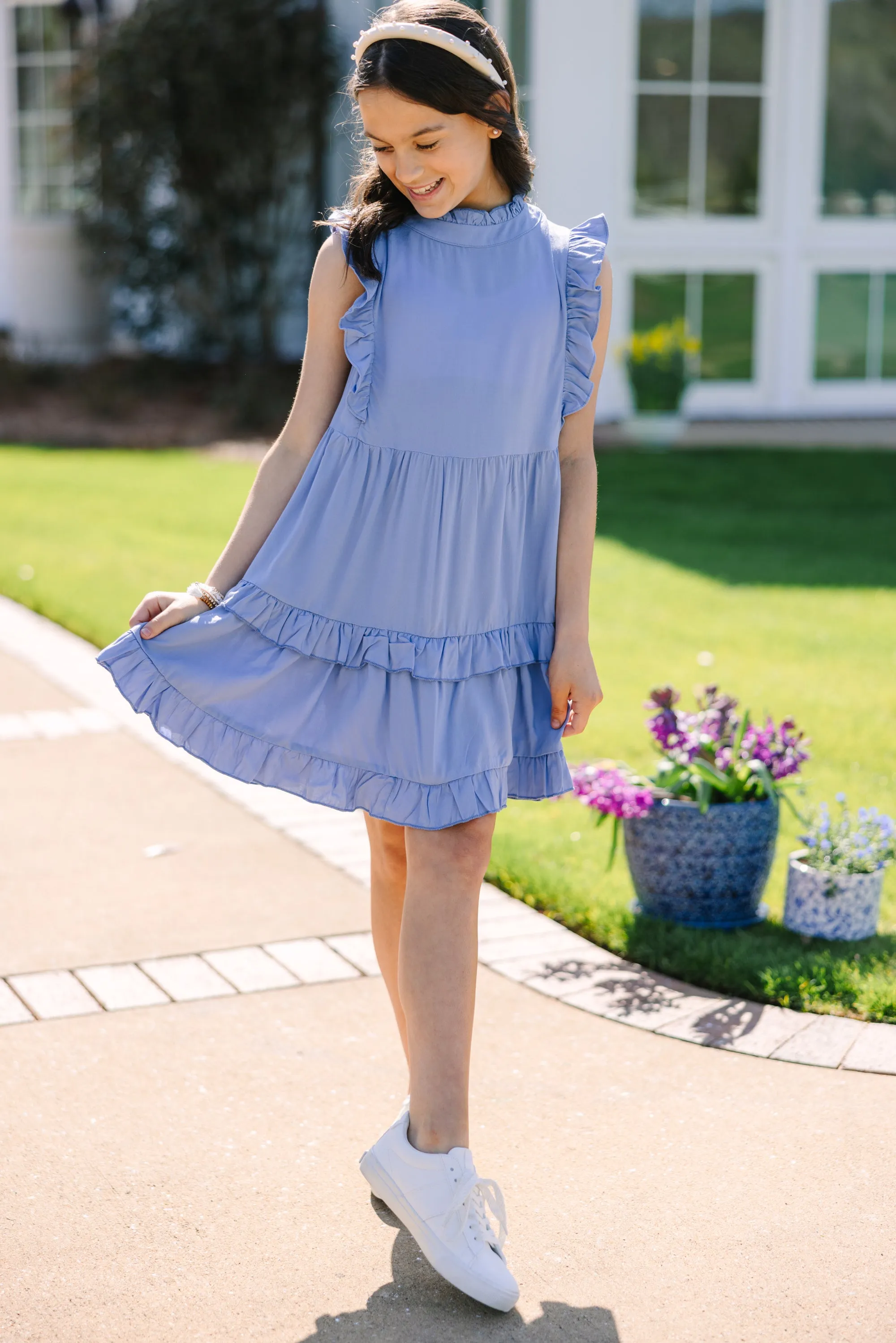 Girls: Kept Promises Denim Blue Babydoll Dress