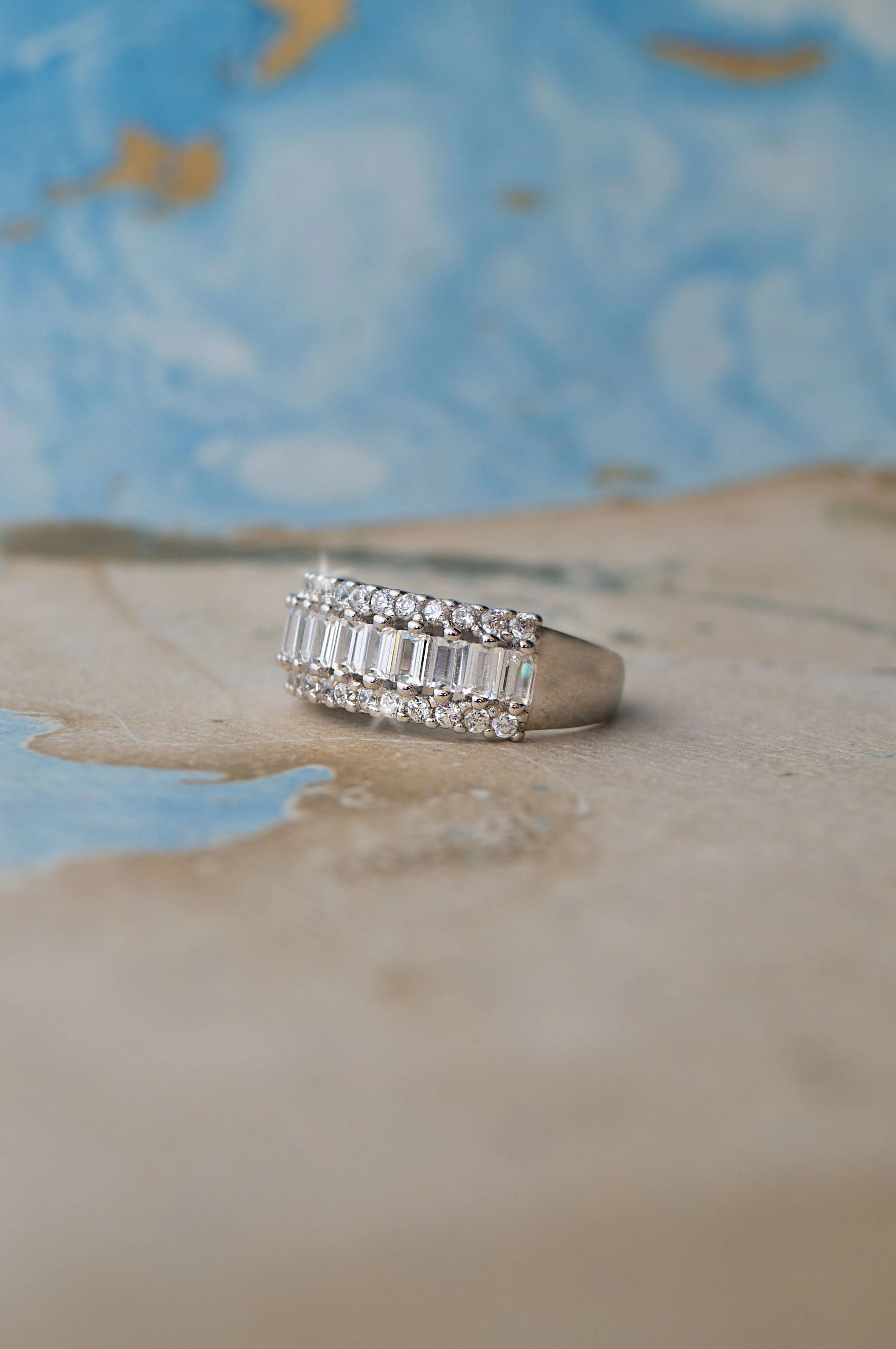 Glamorous Statement Sterling Silver Band Ring