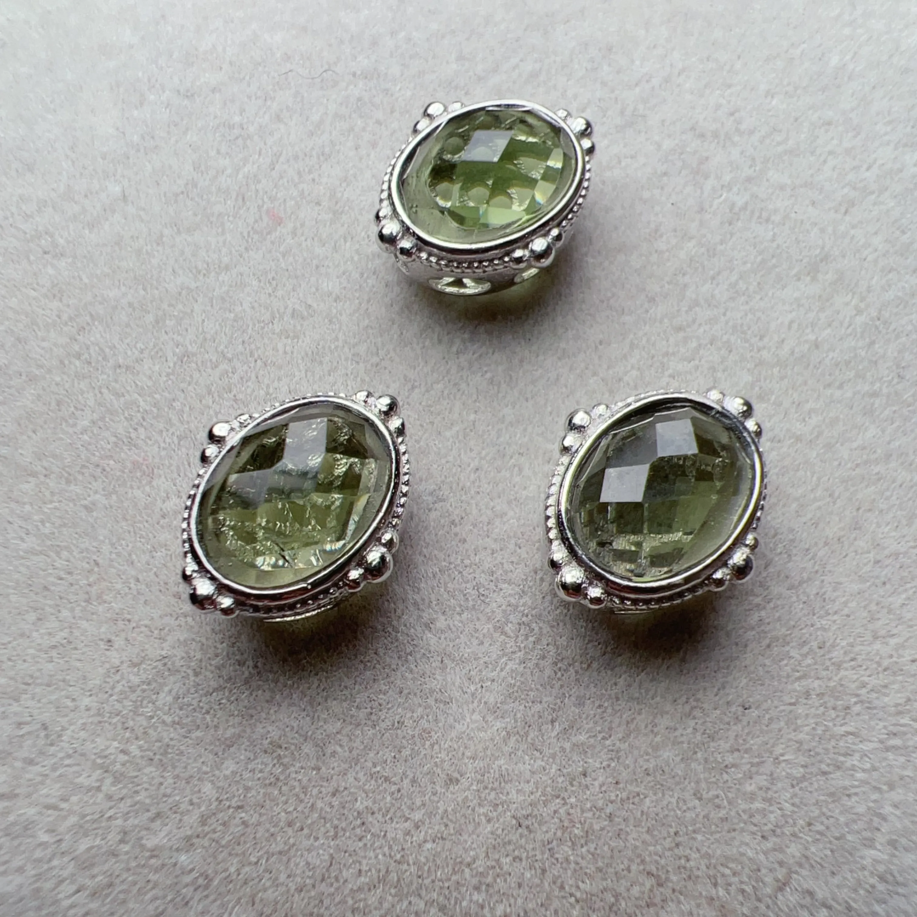 Handmade Faceted Oval Moldavite Pandora's Box Charm Pendant with 925 Sterling Silver