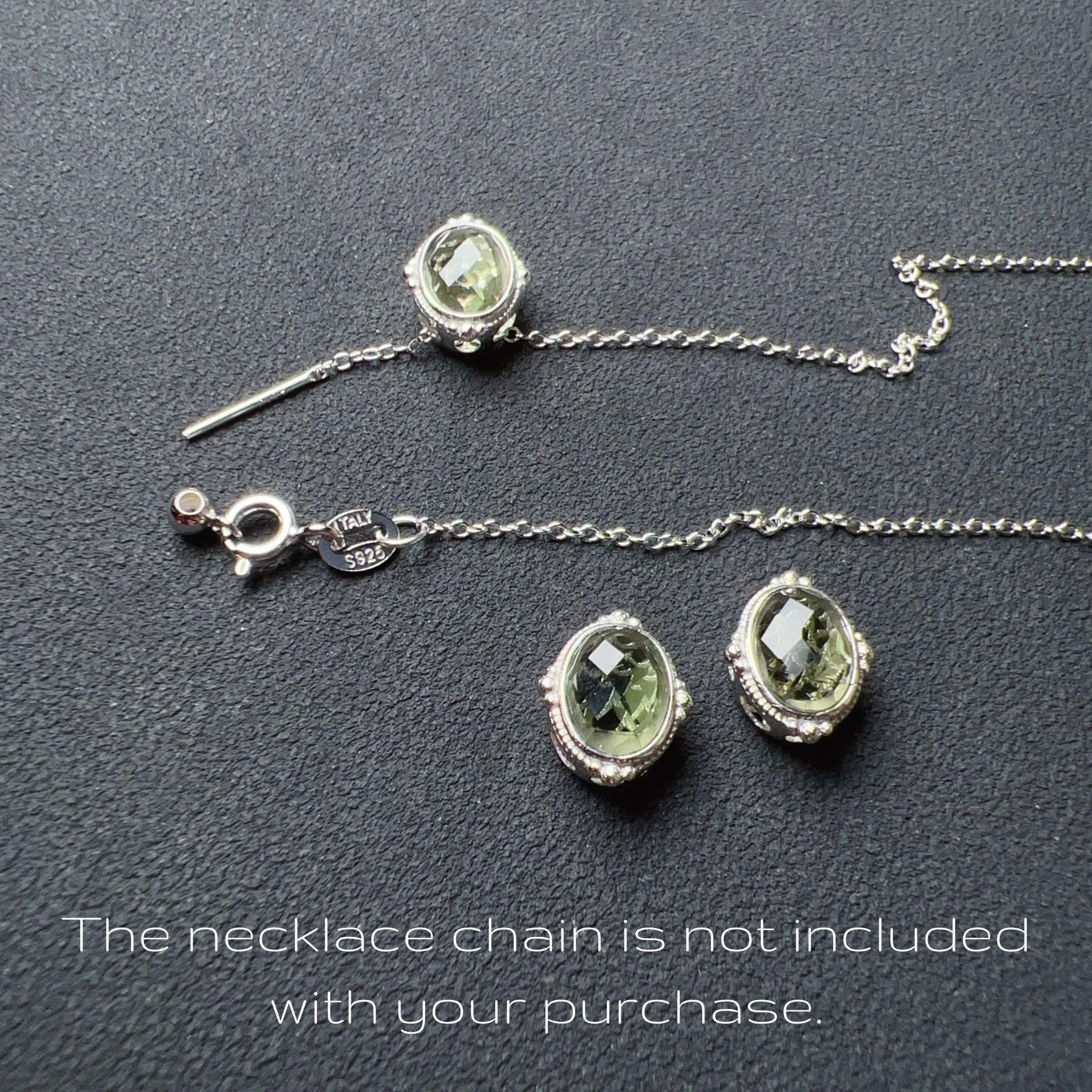 Handmade Faceted Oval Moldavite Pandora's Box Charm Pendant with 925 Sterling Silver