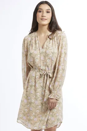 Honey LS Champagne Floral Dress