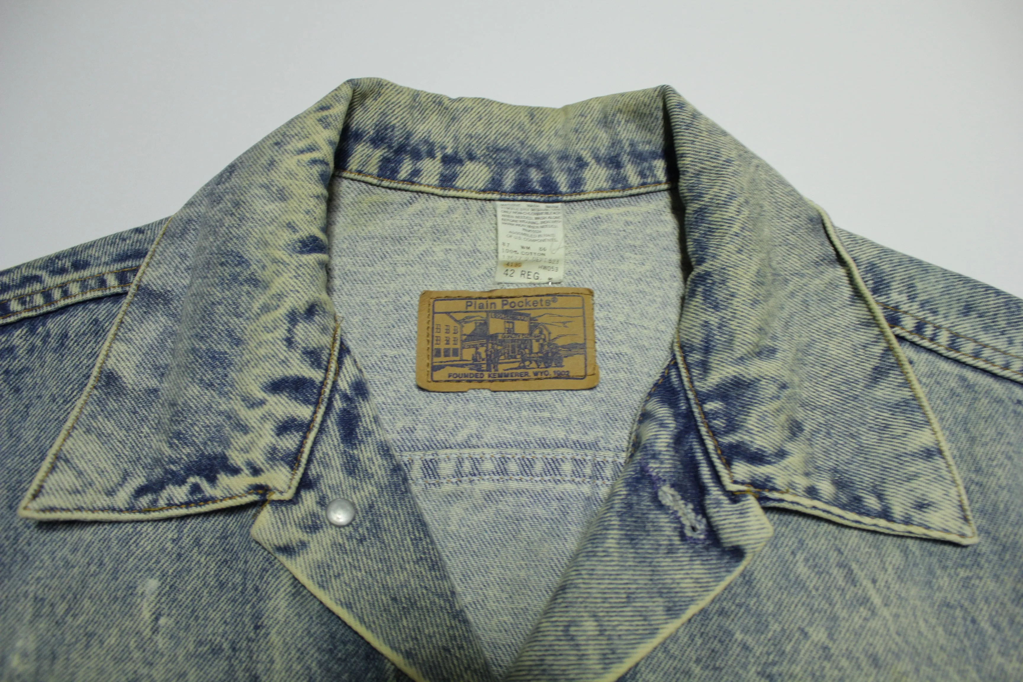 JC Penneys Plain Pockets Vintage Denim Acid Washed 80's Button Up Trucker Jean Jacket