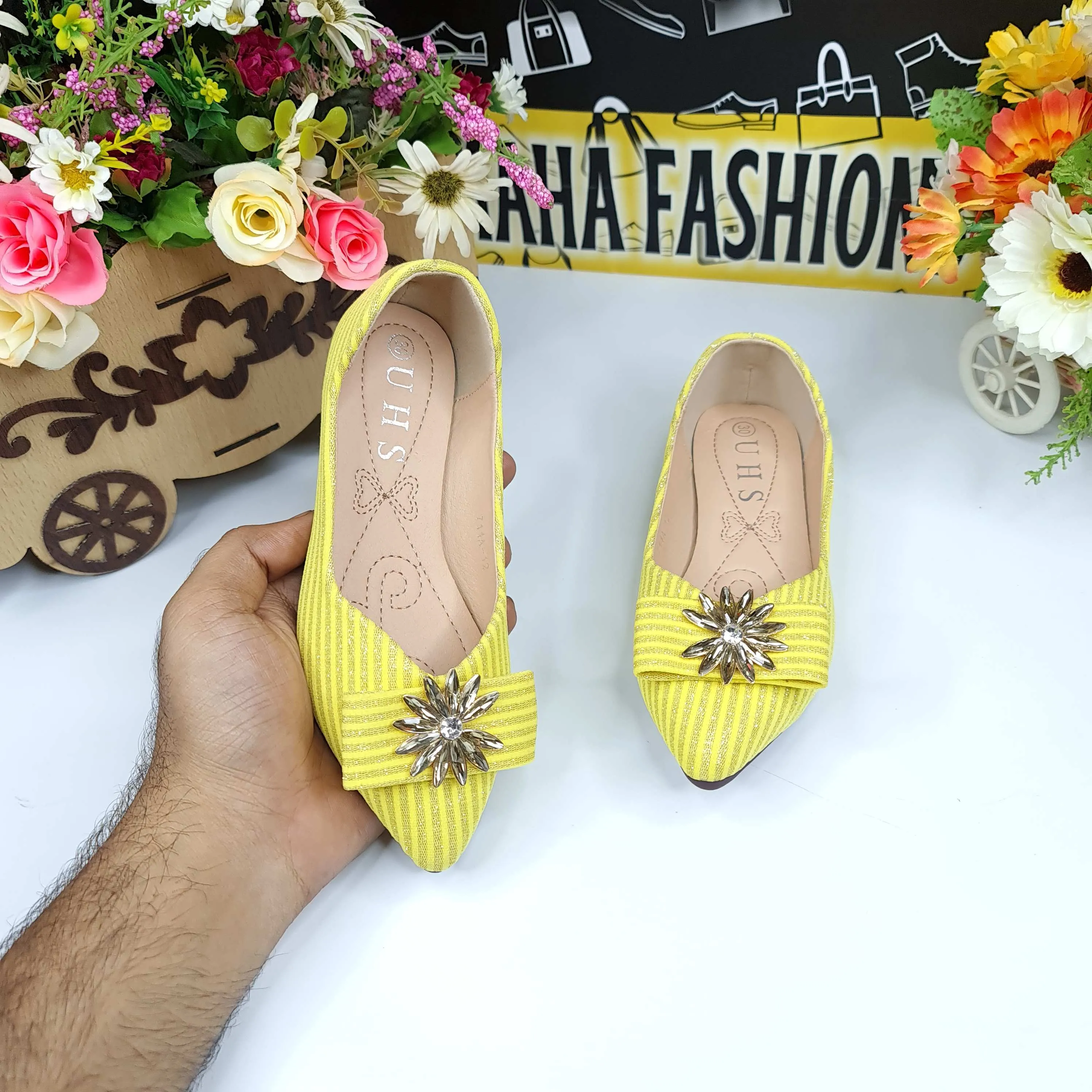 Kids Yellow Buckle Pumps