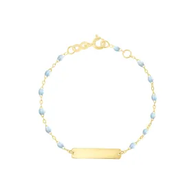 Little Gigi Baby Blue bracelet, Rectangle plaque, Yellow Gold, 5.1"