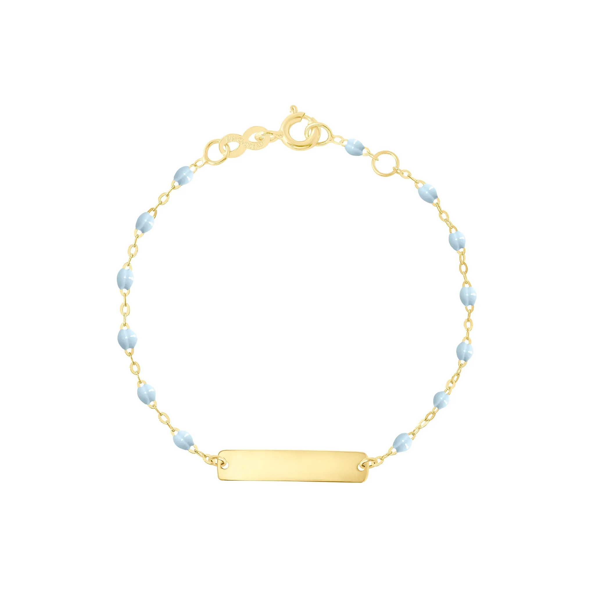 Little Gigi Baby Blue bracelet, Rectangle plaque, Yellow Gold, 5.1"