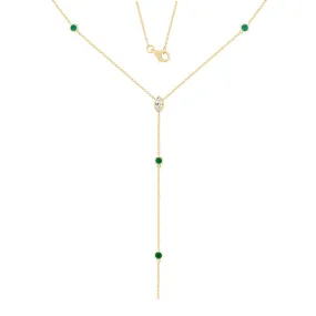 Marquise and Gem Lariat Necklace