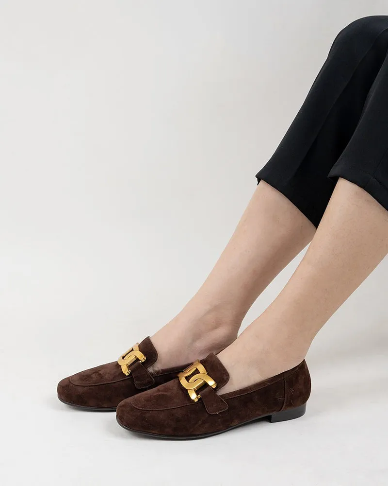 Metal Decor Fluffy Warm Loafers