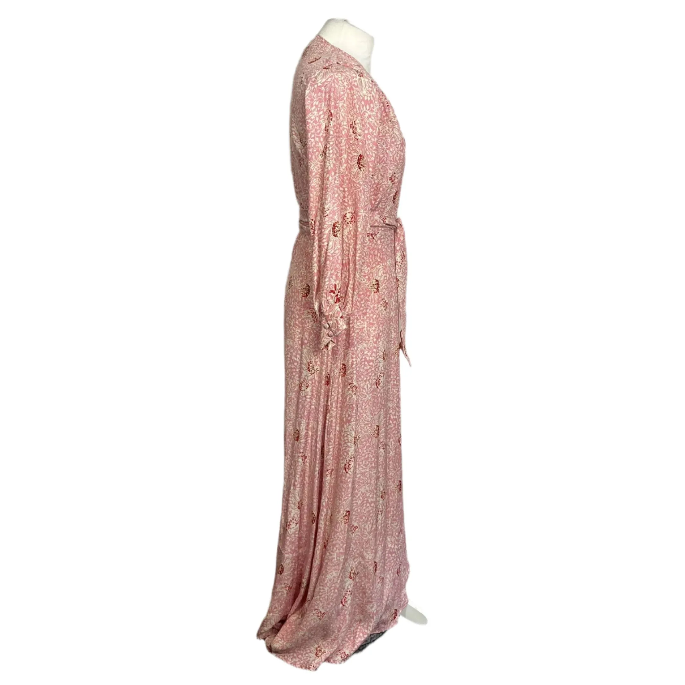 Natalie Martin Pink & Cream Floral Print Silk Maxi Dress XS