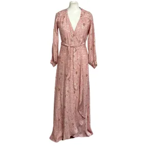 Natalie Martin Pink & Cream Floral Print Silk Maxi Dress XS