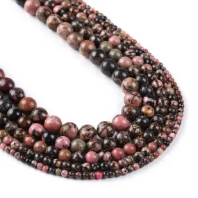 Natural Rhodonite Beads 4 6 8 10 12mm Round Loose Gemstone beads For DIY Jewelry Making 15 Full Strand 103060