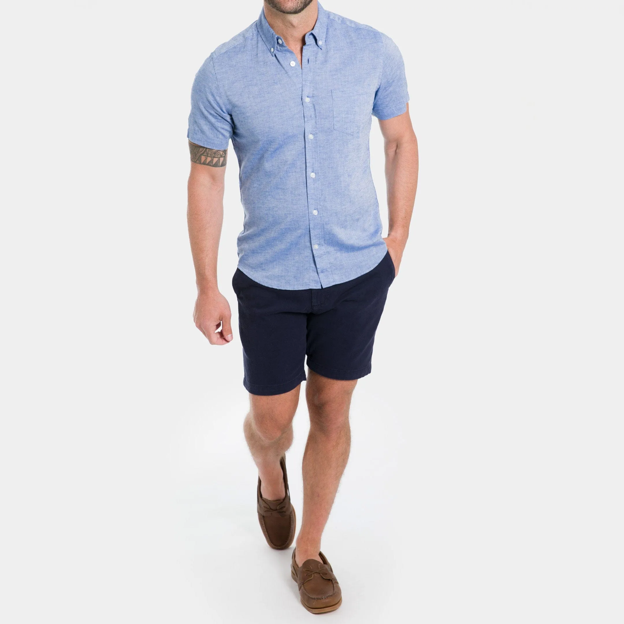 Navy Stretch Washed Chino Short