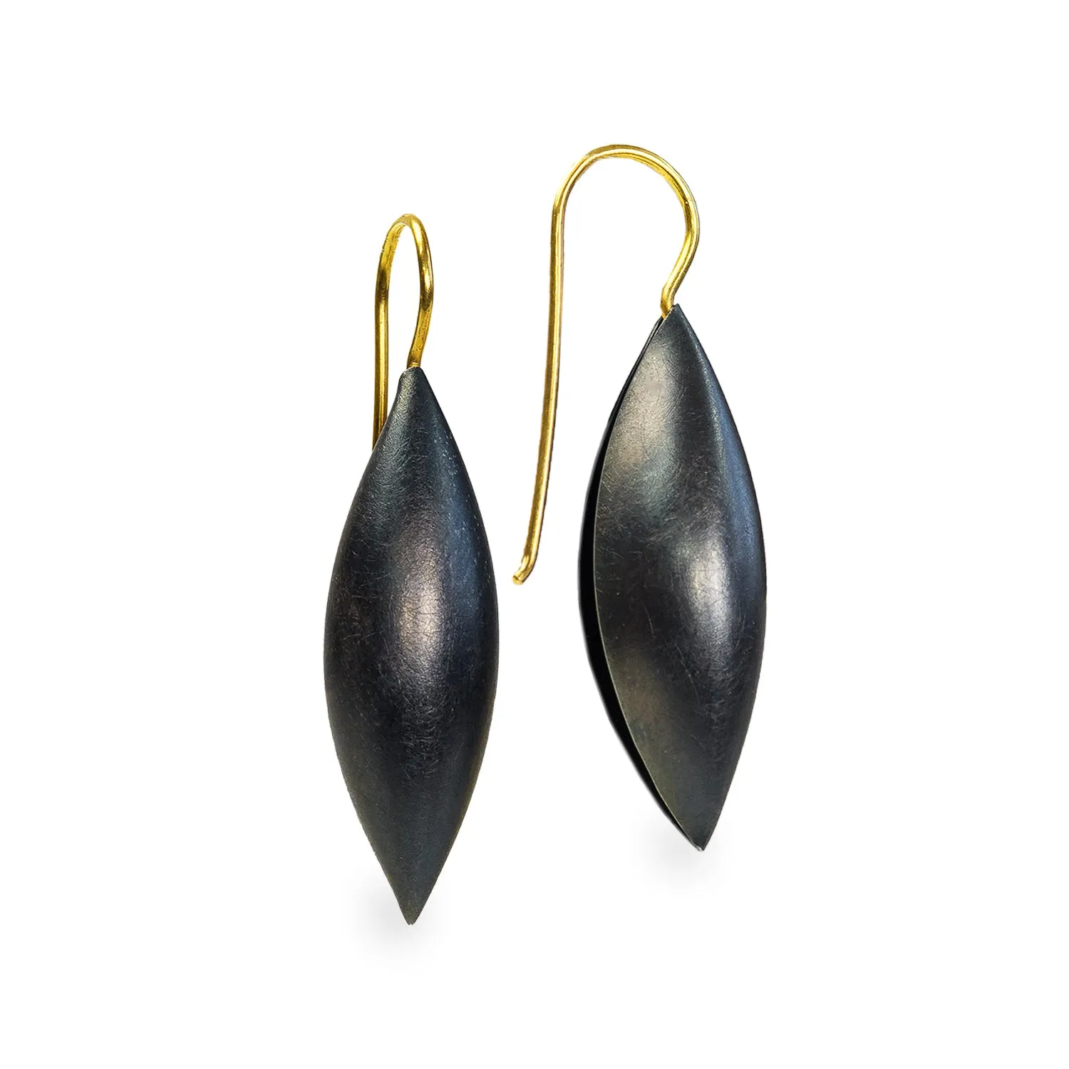 Oxidized Sterling Silver Cocoon Pendant Earrings~32mm